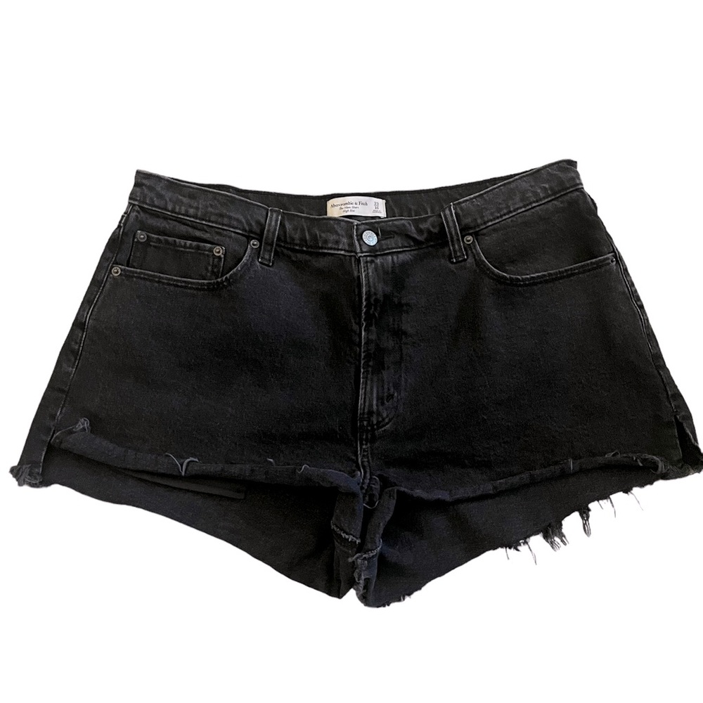 Abercrombie & Fitch Mom Short High Rise Denim Jean Curve Love Black Plus Size 16